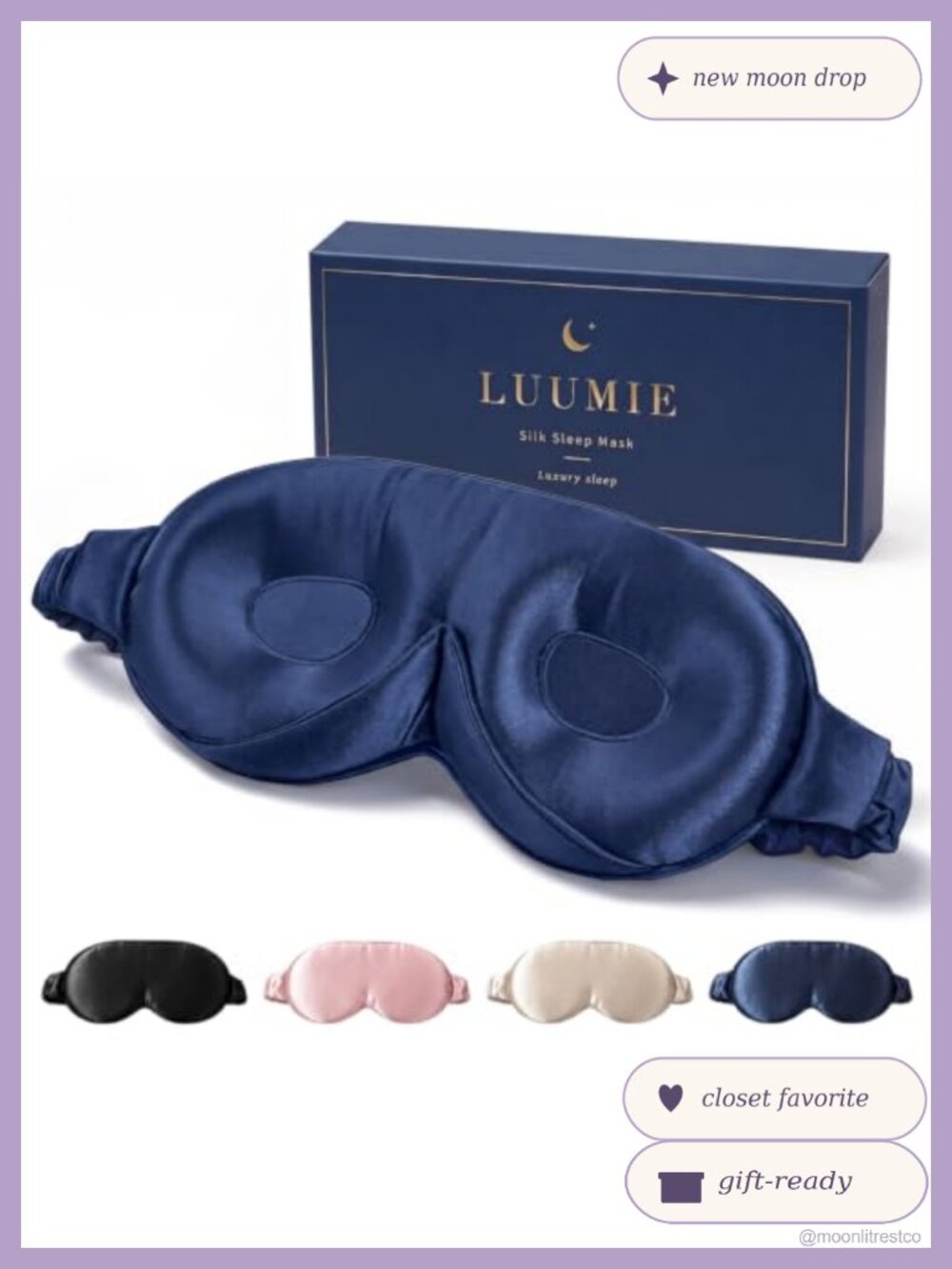 22 Momme Mulberry Silk Sleep Mask 3D Contoured Eye Mask Adjustable Strap